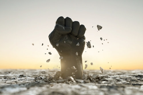 hand punching through ground